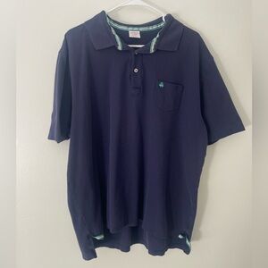 Brooks Brothers XL 100% Cotton Dark Blue Polo with Green Accent Color